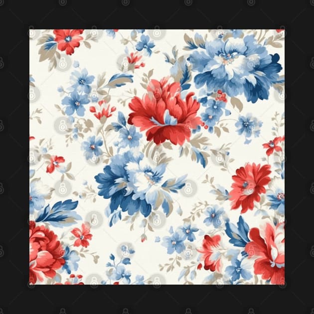 Red White and Blue Patriotic Shabby Floral by VintageFlorals