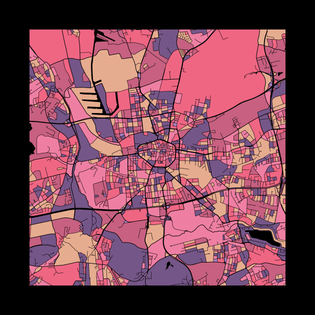 Dortmund Map Pattern in Purple & Pink by PatternMaps