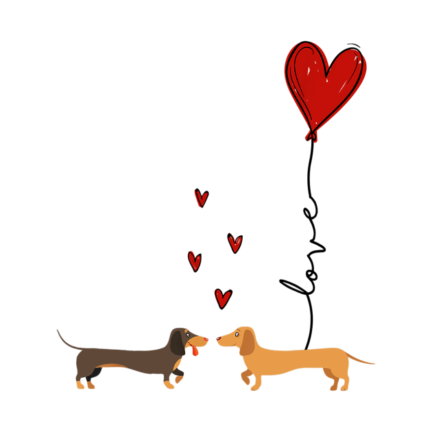 Dachshund Couple With Love Heart Valentines Day by Xamgi