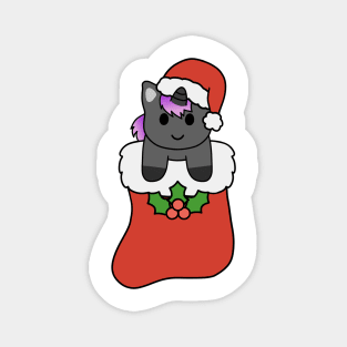 Christmas Black Purple Unicorn Stocking Magnet