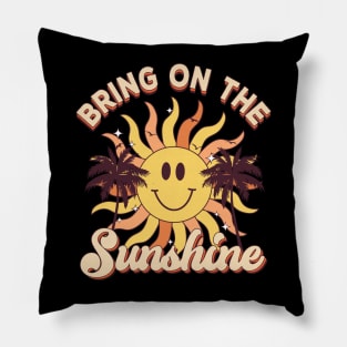 Vintage Retro Summer Rainbow Sunset Bring On The Sunshine Pillow