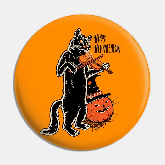 Happy Meoween – Halloween Orange Pumpkin Cat Pin by pht