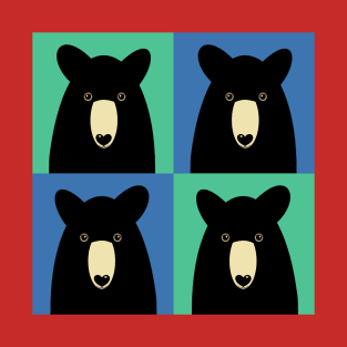 BLACK BEAR ON GREEN AND BLUE T-Shirt