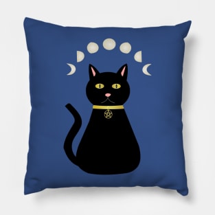 Witches Cat and Moon Phases Pillow