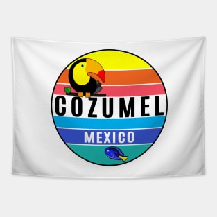 Cozumel Mexico Tropical Beach Toucan Fish Travel Vacation Tapestry