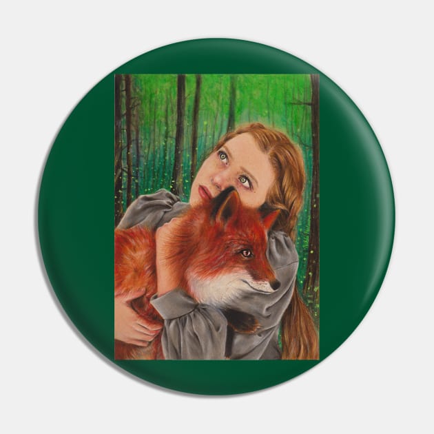 Fox Girl in a Firefly Forest Pin by nikkihatsune