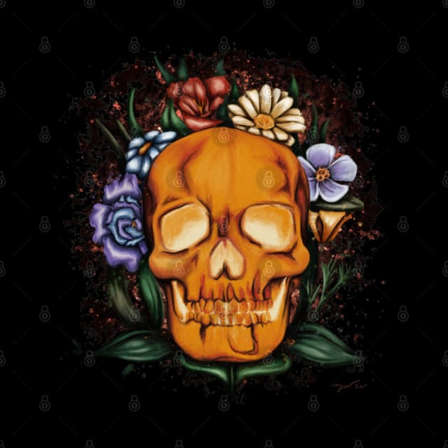 Bright glowing skull with flowers by NadiaChevrel