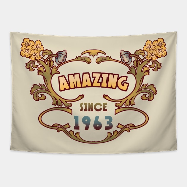 AMAZING SINCE 1963 art nouveau retro vintage birthday gift Tapestry by leepianti