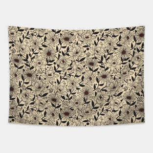 Simple Summer Flowers on Neutral Colors Tapestry