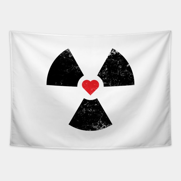 Radioactive Sign Radiation Symbol Nuclear Hazard Heart Tapestry by Decamega