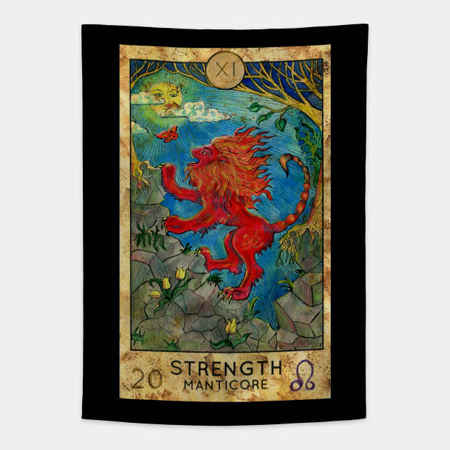 Strength. Major Arcana Tarot Card. Tapestry by Mystic Arts