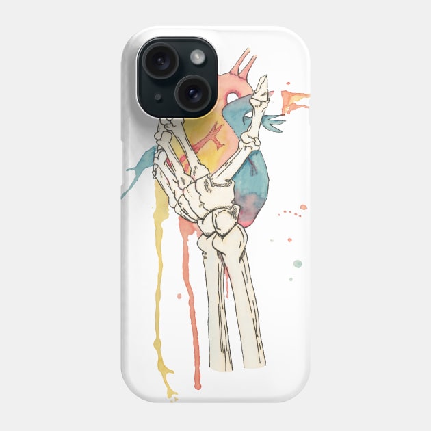 Skeleton Hand and Rainbow Heart Phone Case by Créa'RiBo