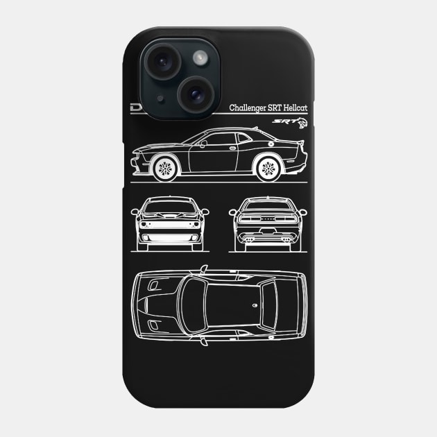 Dodge Challenger SRT Hellcat Patent White Phone Case by Luve