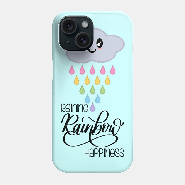 Raining Rainbow Happiness Kawaii Cute Rain Cloud in Blue Phone Case by Kelly Gigi