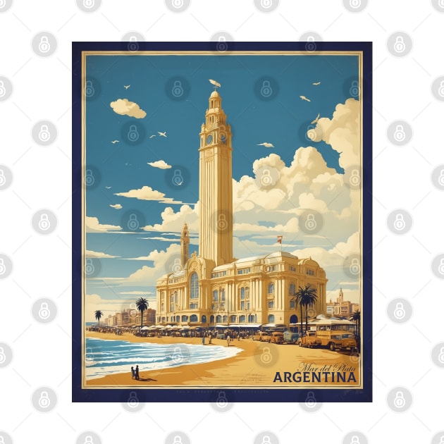 Mar del Plata Argentina Vintage Tourism Poster by TravelersGems