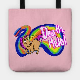 Death metal unicorn pooping a rainbow Tote