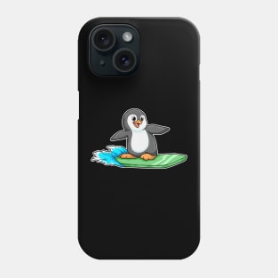 Penguin as Surfer with Surfboard Phone Case