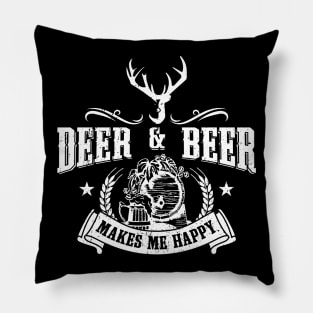 Deer & Beer Makes Me Happy' Hunting Deer Pillow