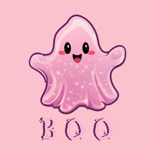 Cute pink ghost boo theme haloween 2023 T-Shirt