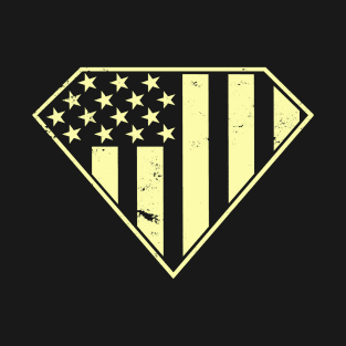 Beige Yellow Super Patriot Shield - Patriotic - American Flag Shield - USA Flag Shield T-Shirt