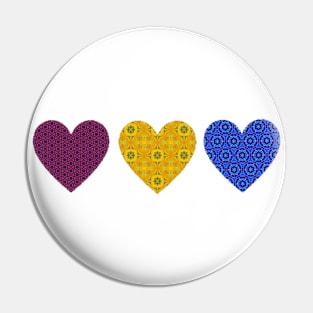 Heart Patterns in Primary Colors Pin