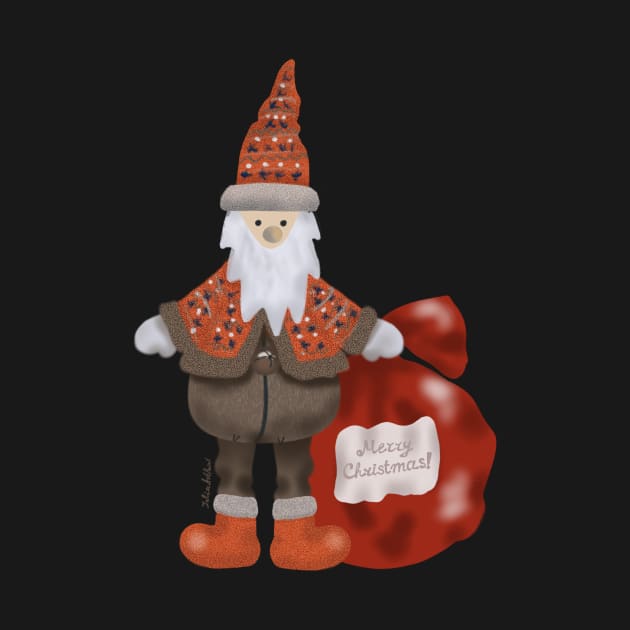 Santa Claus with a bag full of gifts by JuliaArtPaint