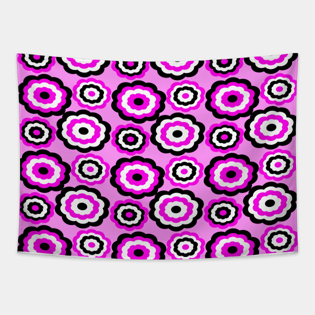 Pink Flower Pattern Tapestry by rachybattlebot