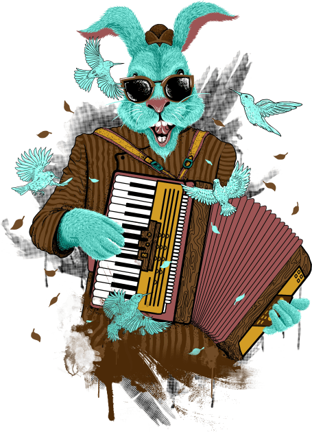 Rabbit Playing Accordion Kids T-Shirt by suryas