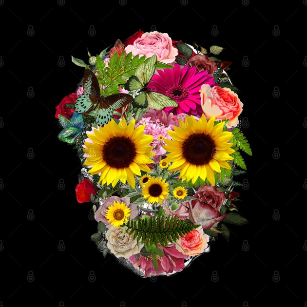 floral skull, cool skull, skull mask face by Collagedream