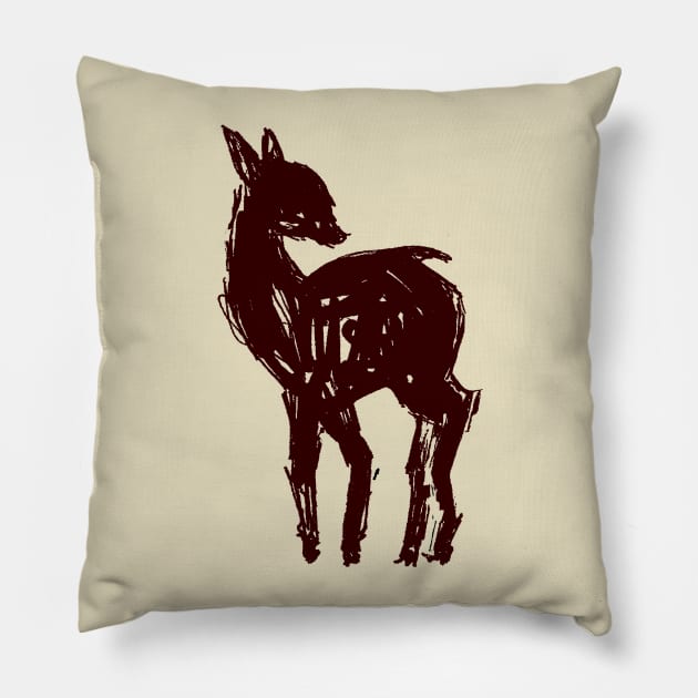 Looking Back Deer Pillow by Tessa McSorley