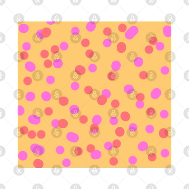 Orange pink red watercolor polka dots art by Artistic_st