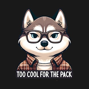 Hipster Husky Dog with Glasses T-Shirt