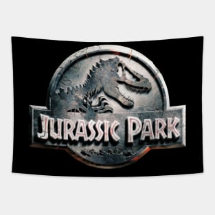 Jurassic Park stone engraved logo Tapestry