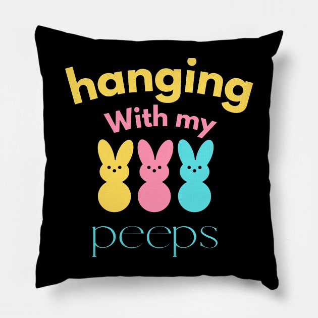 Hanging With My Peeps Easter Chicks Pillow by Aldrvnd