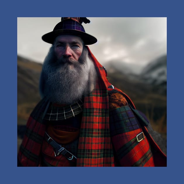 Scottish Highlander in Clan Tartan by Grassroots Green