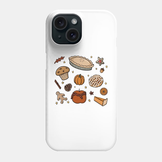 Autumn Baked Goods, Sweet treats, Cosy Snacks Illustration Phone Case by AlmightyClaire