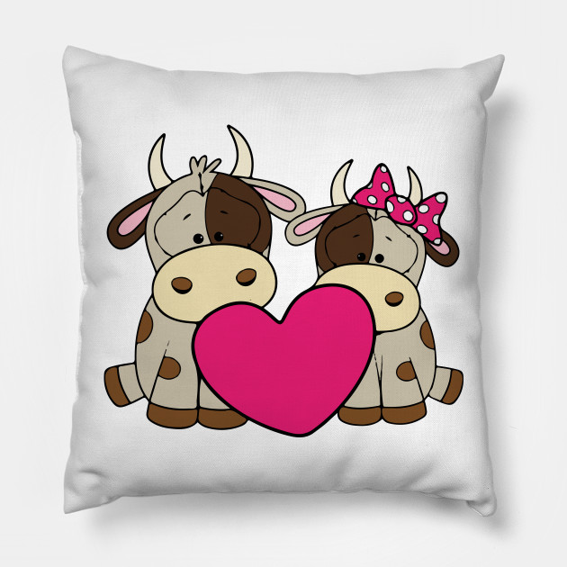 Love Cow Couples Lovely Couple Pillow Teepublic Au