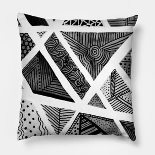 Geometric doodles - black and white Pillow