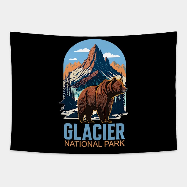 Glacier National Park Montana Grizzly Bear Tapestry by SuburbanCowboy