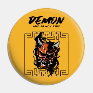 Japanese Demon in Black Fire Mask Pin