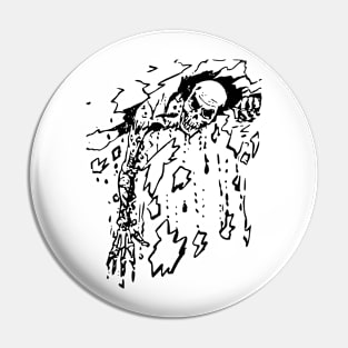 Black N White Zombie Art Pin