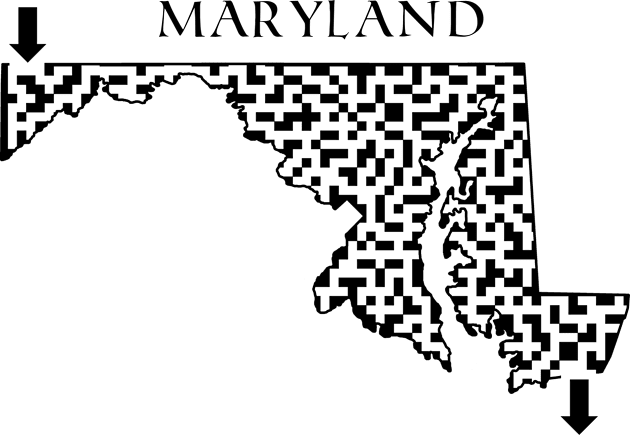 Maryland State Outline Maze & Labyrinth Kids T-Shirt by gorff