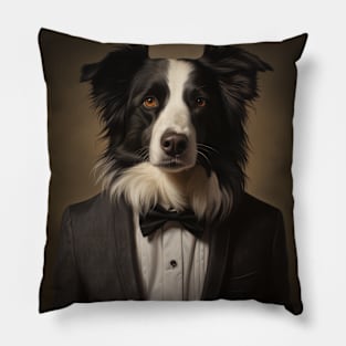 Border Collie Dog in Suit Pillow