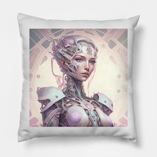 Portrait in Pastel Colors of A Fractal Robot Pillow by daniel4510