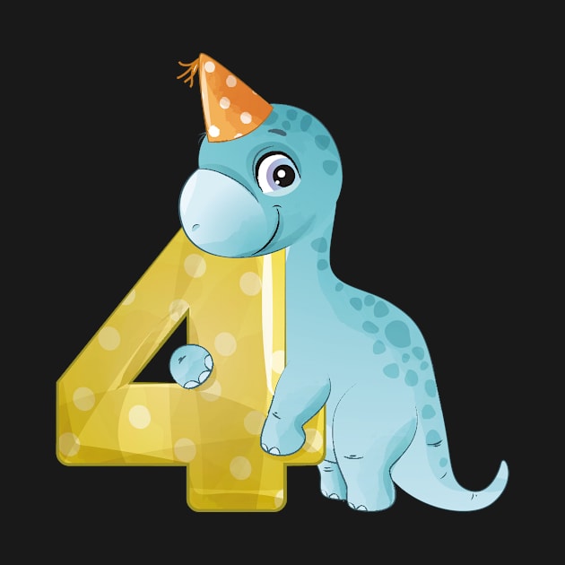 4th Birthday Cute Little Dinosaur by My_Store