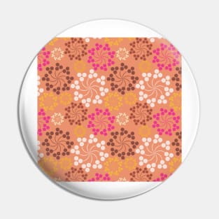 Orange Floral Swirl Pattern Pin