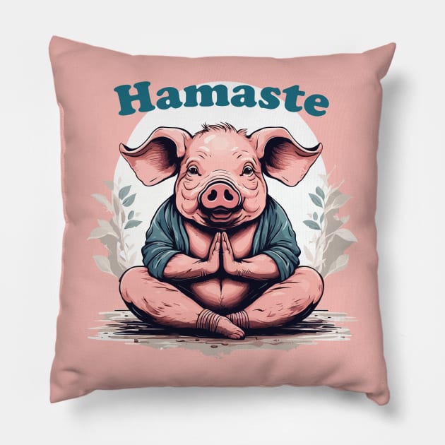 Pig Yoga. Namaste. Hamaste Pillow by taiche