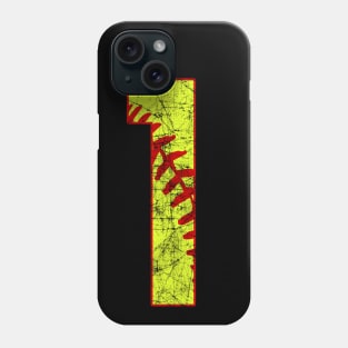 Vintage #1 Sofftball Laces Fastpitch Sofftball Mom Jersey Love Softball Birthday T-shirt Phone Case