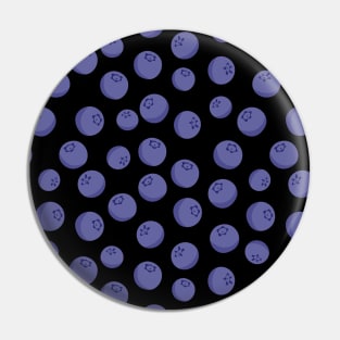 Cute Purple Blueberries on a Black Background Pin