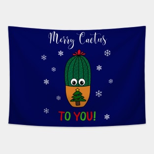 Merry Cactus To You - Cactus In Christmas Tree Pot Tapestry